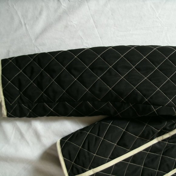 Utex Design Womens Jacket Quilted Black Tan Coat Zipper Polyester Nylon Medium - Picture 10 of 12